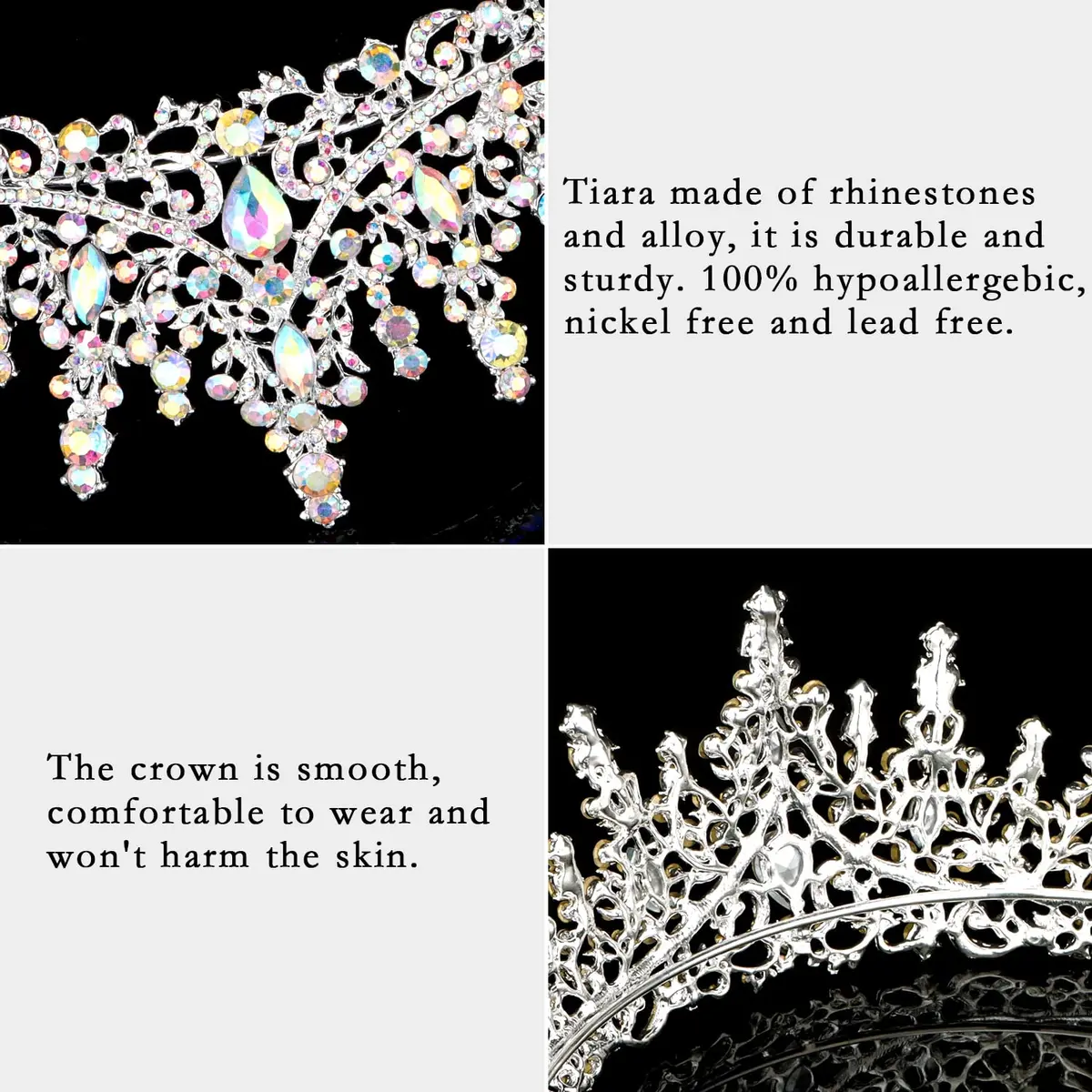 COCIDE Silver Tiara and Crown for Women 16cm Diameter | Crystal Queen Crowns for Bridal & Party - view 7