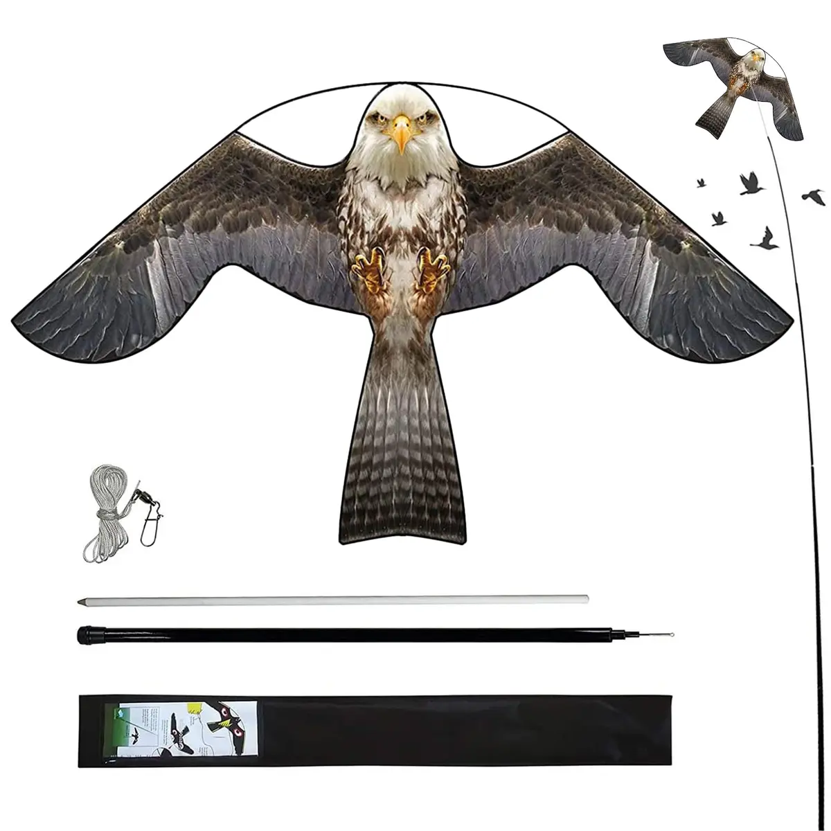 Flerigh Bird Scarer Kite with 13ft Pole | Effective Bird Deterrent for Gardens & Farms - main product image