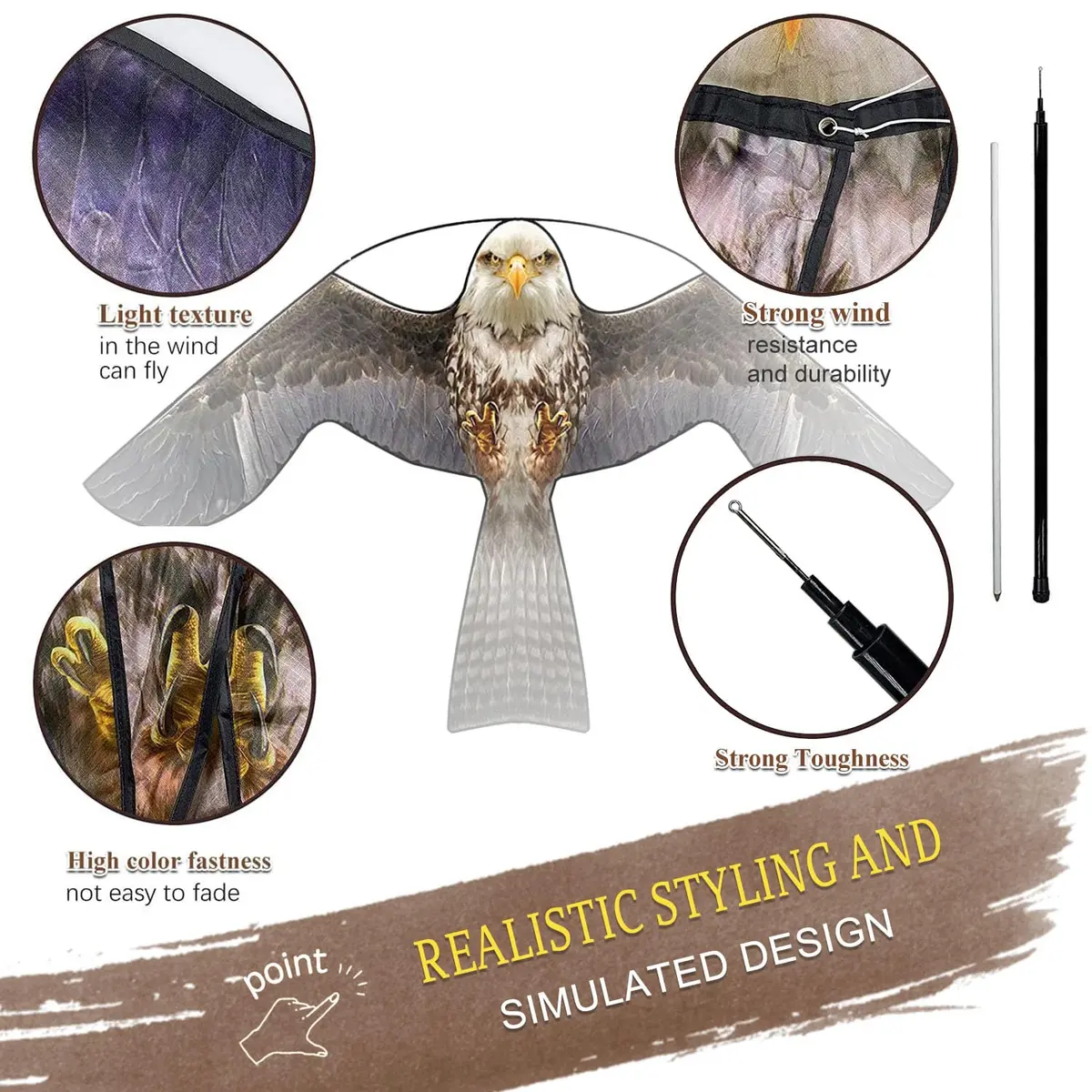 Flerigh Bird Scarer Kite with 13ft Pole | Effective Bird Deterrent for Gardens & Farms - view 5