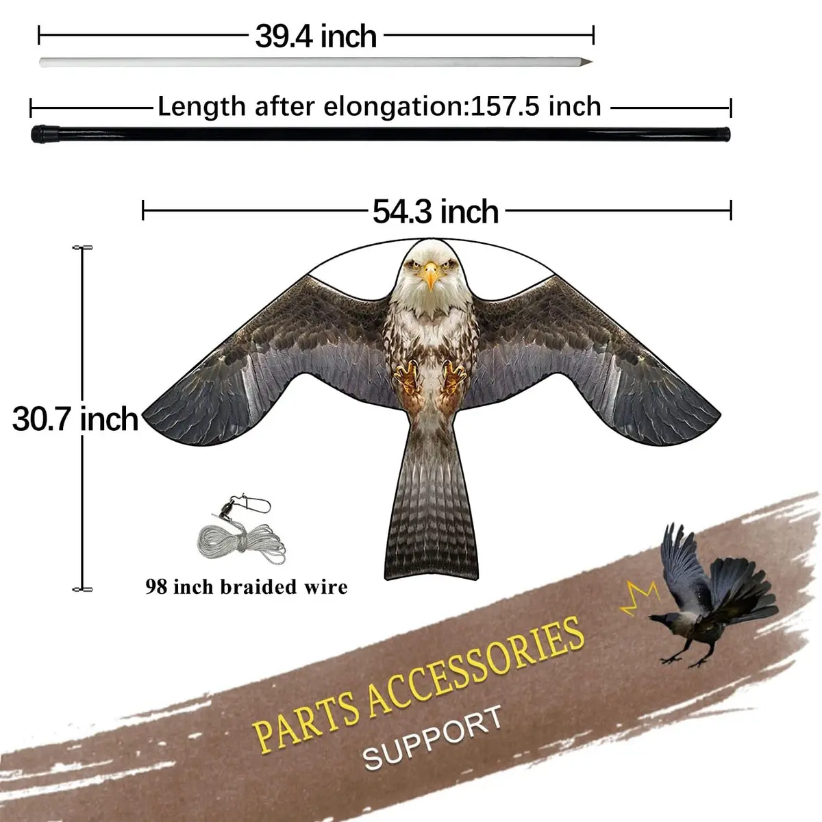 Flerigh Bird Scarer Kite with 13ft Pole | Effective Bird Deterrent for Gardens & Farms - view 2
