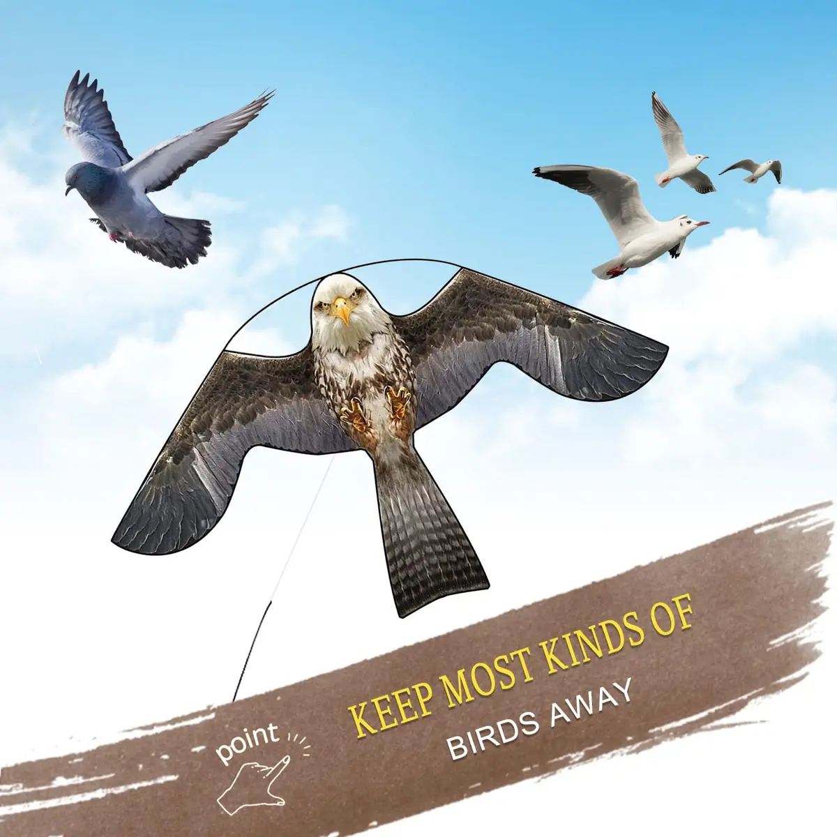Flerigh Bird Scarer Kite with 13ft Pole | Effective Bird Deterrent for Gardens & Farms - view 3