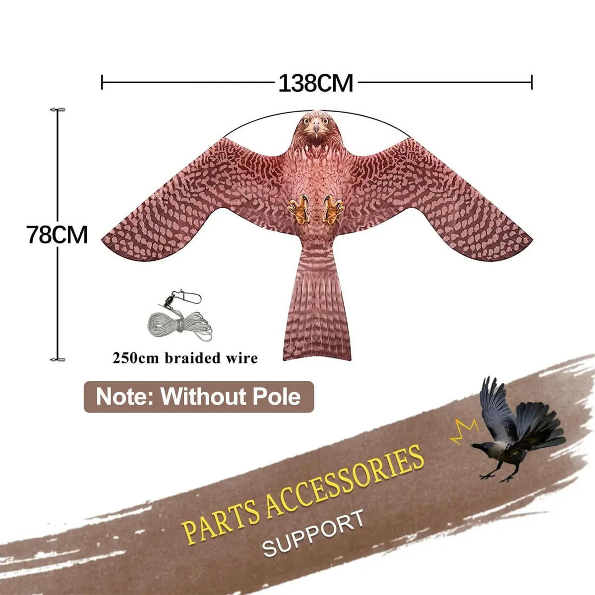 Flerigh Bird Scarer Kite Without Pole Bird Hawk Flying Kite-Style A | Realistic Bird Deterrent for Gardens & Crops - view 2