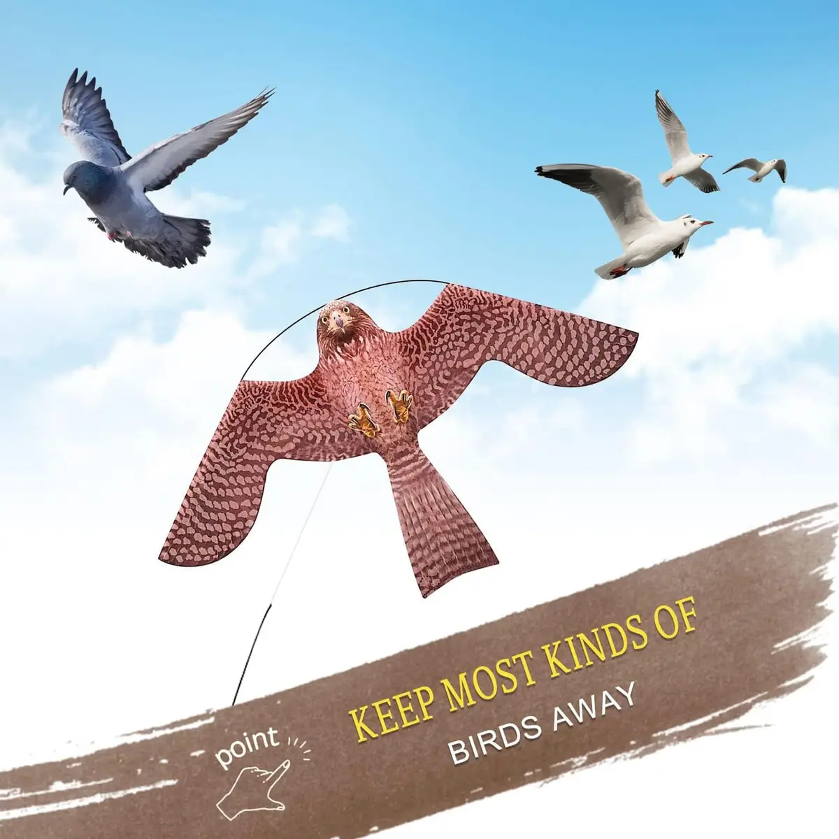 Flerigh Bird Scarer Kite Without Pole Bird Hawk Flying Kite-Style A | Realistic Bird Deterrent for Gardens & Crops - view 3