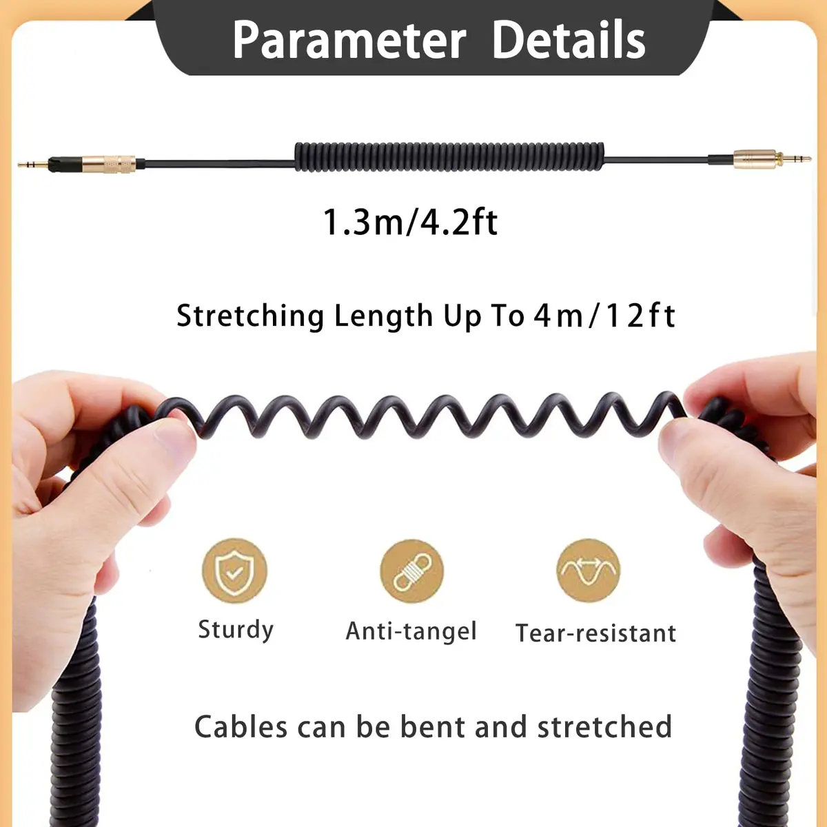 FAAEAL Coiled Audio Upgrade Cable Compatible with Sennheiser HD598Cs HD560s HD598SE HD620S HD400PRO HD599 ATH-M50x M70x Headphones 4.2ft-14ft | Audiophile Sound Enhancement - view 7