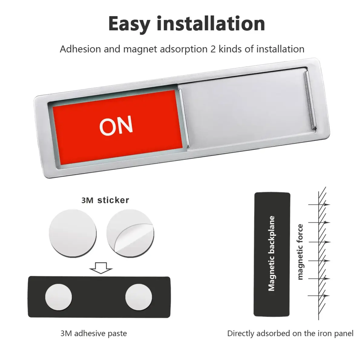 LoYinLo On/Off Sliding Door Sign - Silver Finish, 18cm x 5cm Privacy Indicator - view 2