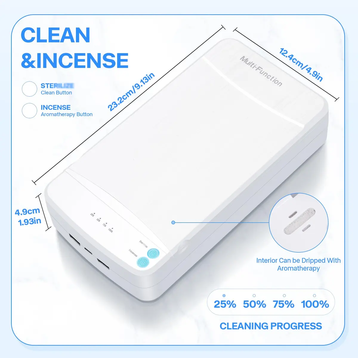 LXIANGN Blue Light Nail Tool Cleaner Box 18.2cm (7.16in) | Portable USB Sanitizer for Manicure Tools - view 5