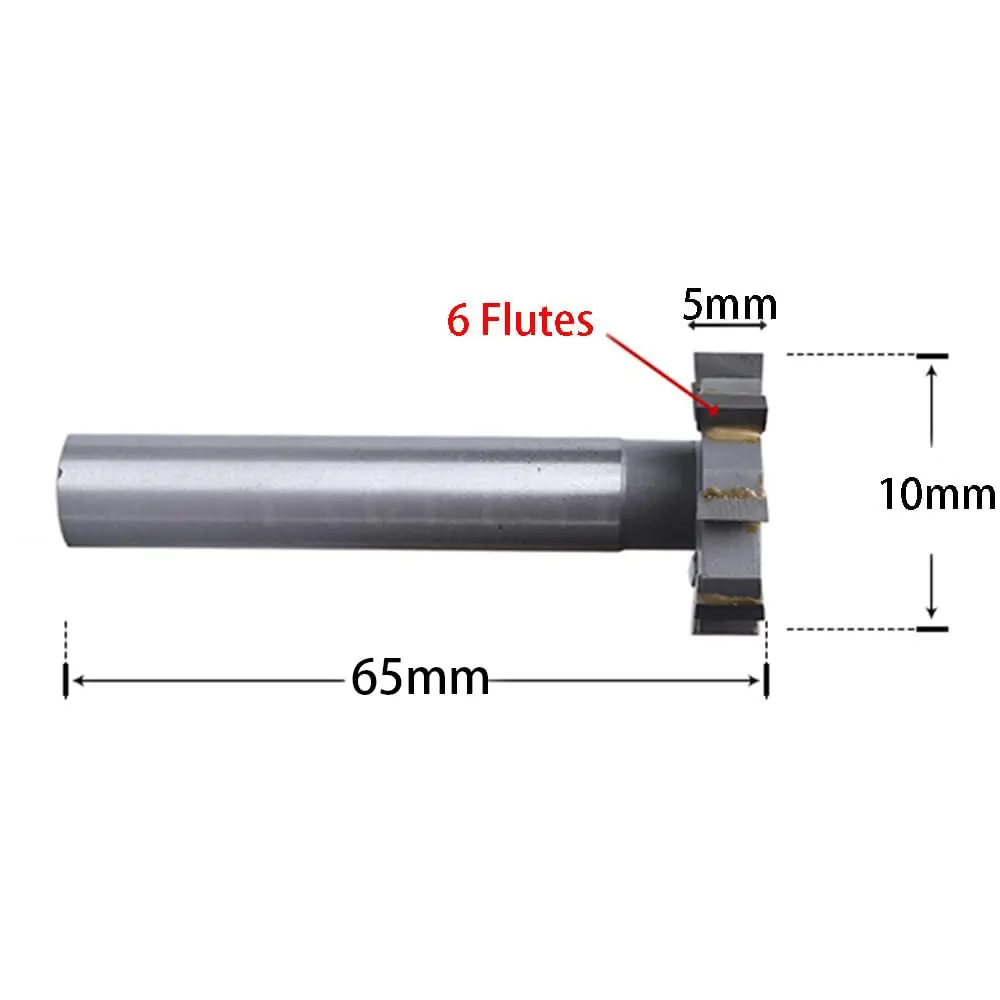 NACX T Slot End Mill 10mm | High-Speed Steel Woodruff Cutter, 6 Flutes, 65mm Length - view 2