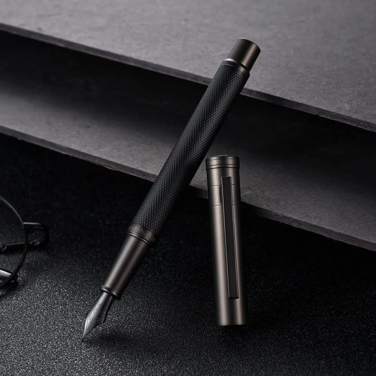 Asvine Black Forest Fountain Pen Medium Nib Classic Design with Converter and Metal Pen Case Set | Smooth Ink Flow - view 9