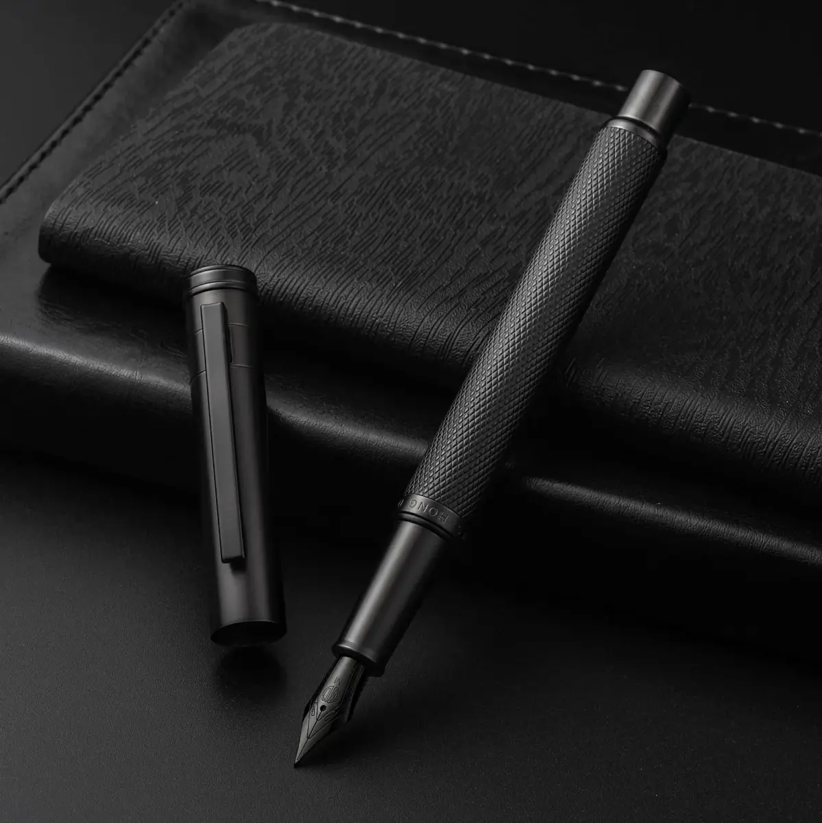Asvine Black Forest Fountain Pen Medium Nib Classic Design with Converter and Metal Pen Case Set | Smooth Ink Flow - view 3