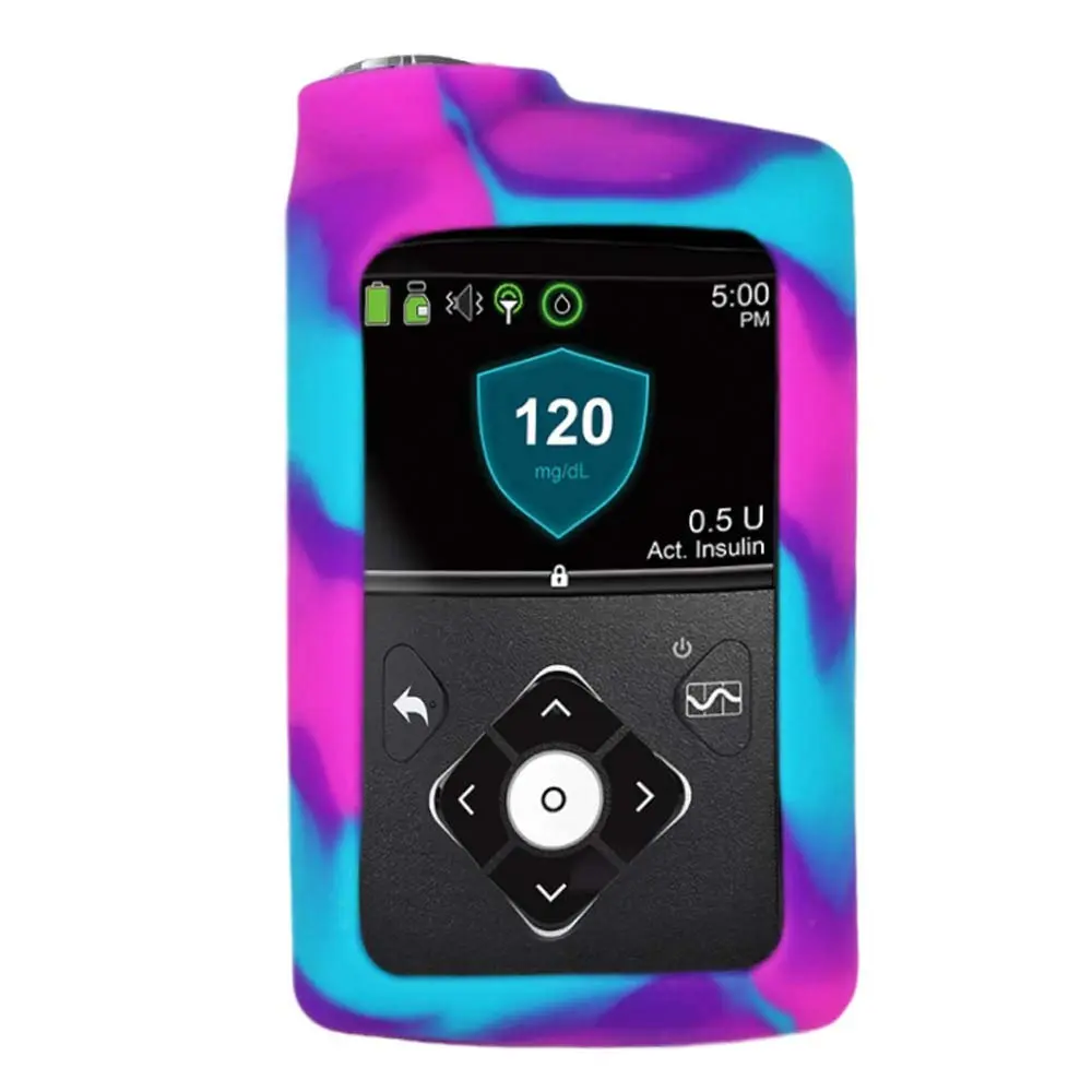 Sugar Medical Silicone Protective Insulin Pump Cover for Medtronic MiniMed 630G/640G/670G/770G, Pink/Purple/Blue (1-Pack) - main product image