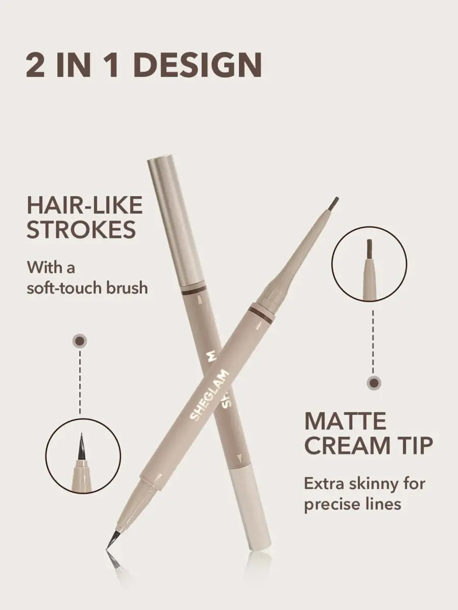 SHEGLAM Dual-Sided Eyebrow Pencil Auburn | Waterproof Matte Cream & Liquid Pen for Defined Brows - view 2