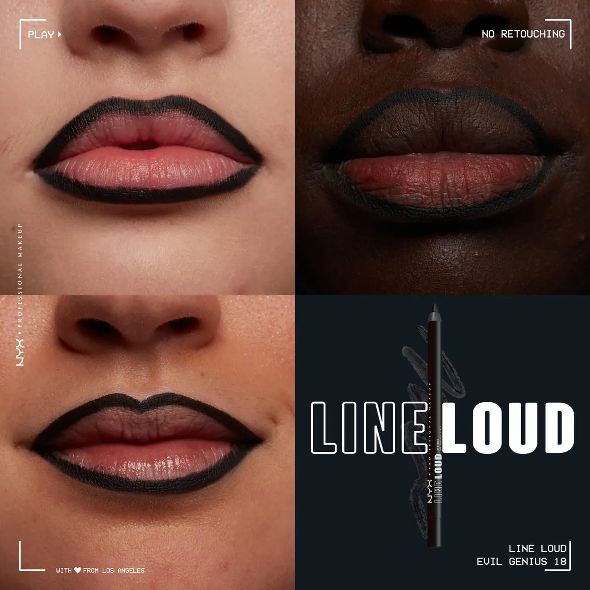 NYX PROFESSIONAL MAKEUP Line Loud Lip Liner, Longwear & Pigmented Lip Pencil with Jojoba Oil & Vitamin E - Evil Genius (Black) | Vibrant Matte Finish - view 2