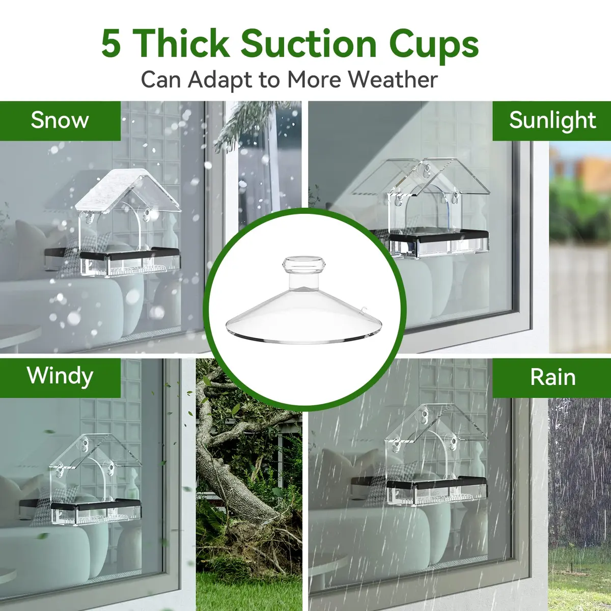 DY-SKTY Clear Window Bird Feeder with 5 Strong Suction Cups | Durable Acrylic Bird Watching Gift - view 2