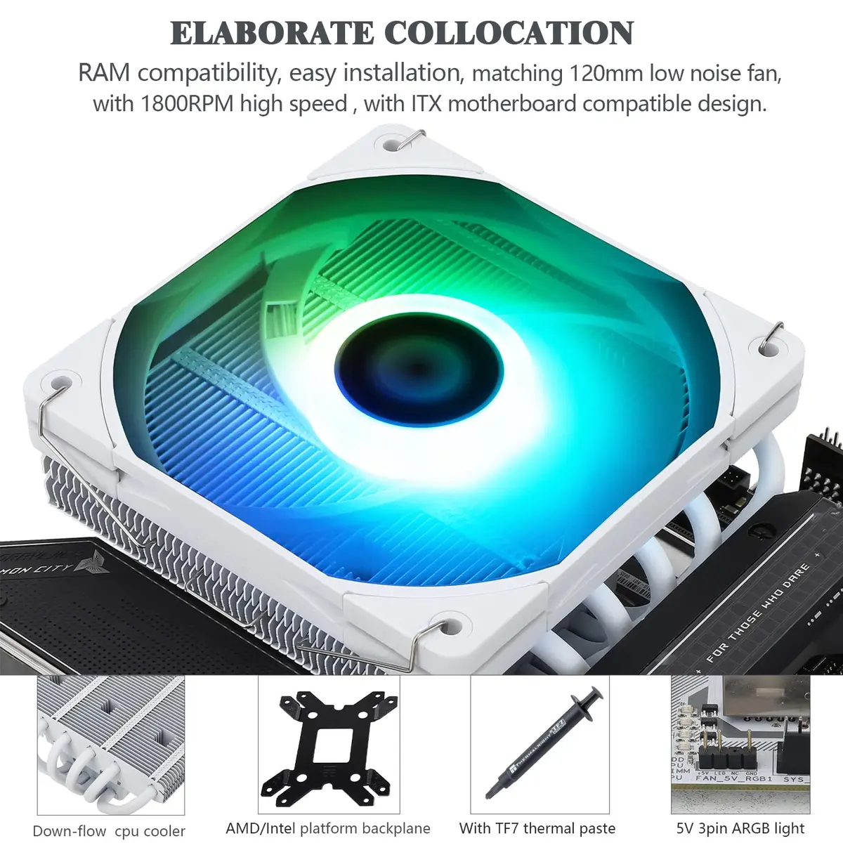Thermalright AXP120-X67 White ARGB Low Profile CPU Cooler 67mm Height | Intel LGA 1700/1851 & AMD AM4 Compatible - view 5