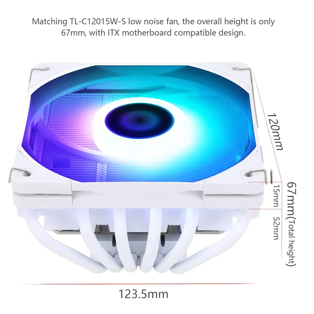Thermalright AXP120-X67 White ARGB Low Profile CPU Cooler 67mm Height | Intel LGA 1700/1851 & AMD AM4 Compatible - view 6