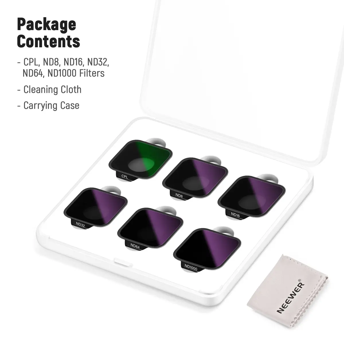 NEEWER ND Filter Set for GoPro Hero 13/12/11/10/9, 6 Pack CPL/ND8/ND16/ND32/ND64/ND1000 | Multi-Coated Optical Glass - view 7