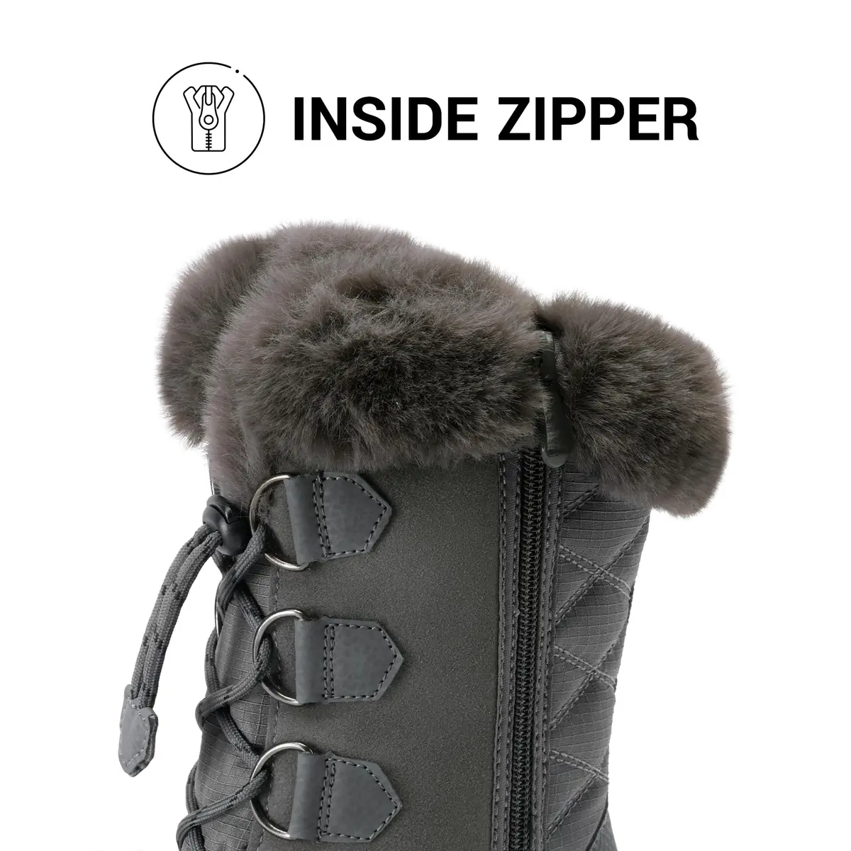 DREAM PAIRS Women's Waterproof Mid Calf Snow Boots 11 | Faux Fur & Sherpa Insulation - view 7