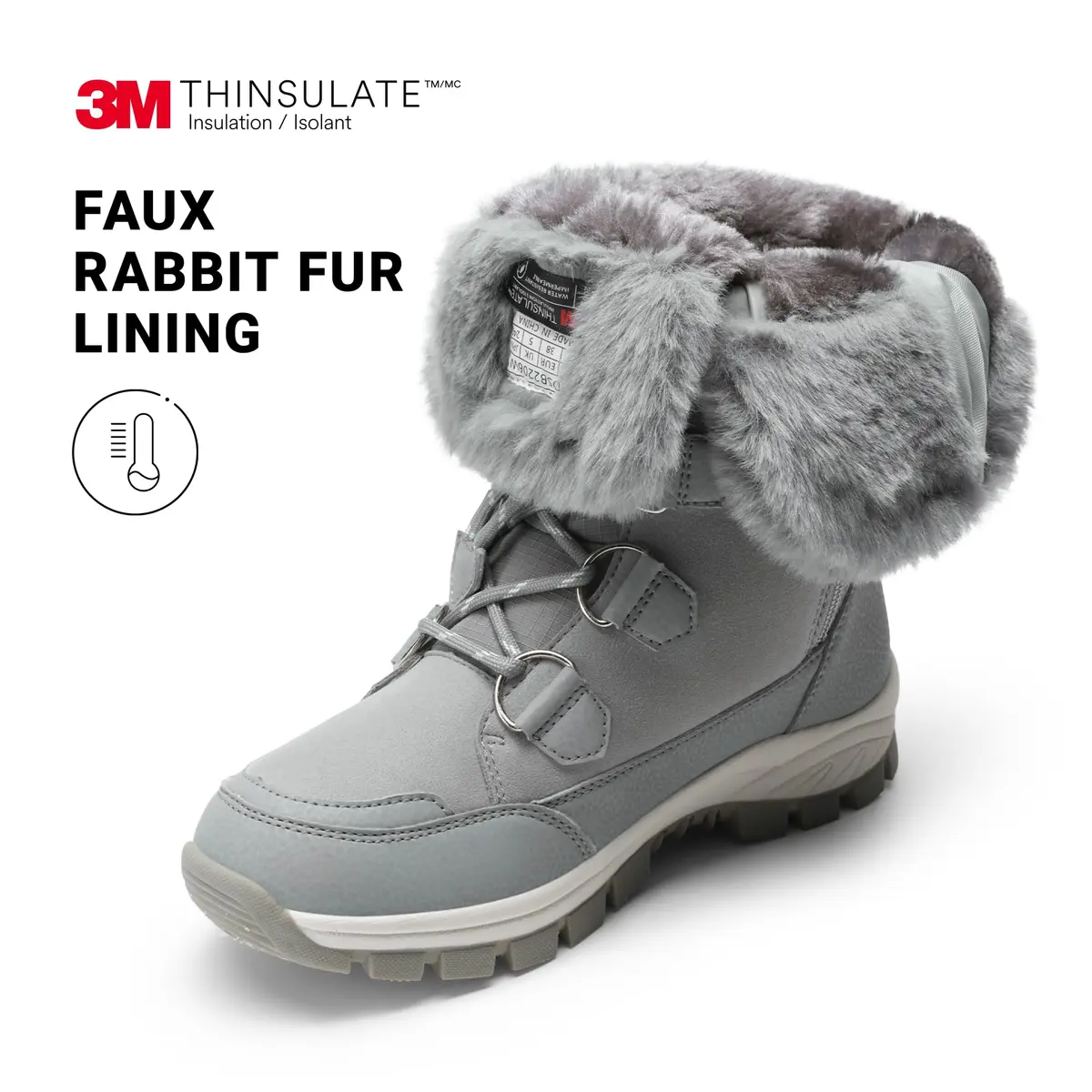 DREAM PAIRS Women's Waterproof Mid Calf Snow Boots 8.5 | Faux Fur Lining & Slip-Resistant Sole - view 5