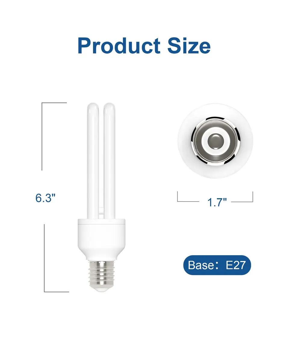 Dichroma E27 U Type 15W Bug Zapper Replacement Bulbs 2-Pack | 1100 Lumens Daylight White - view 3