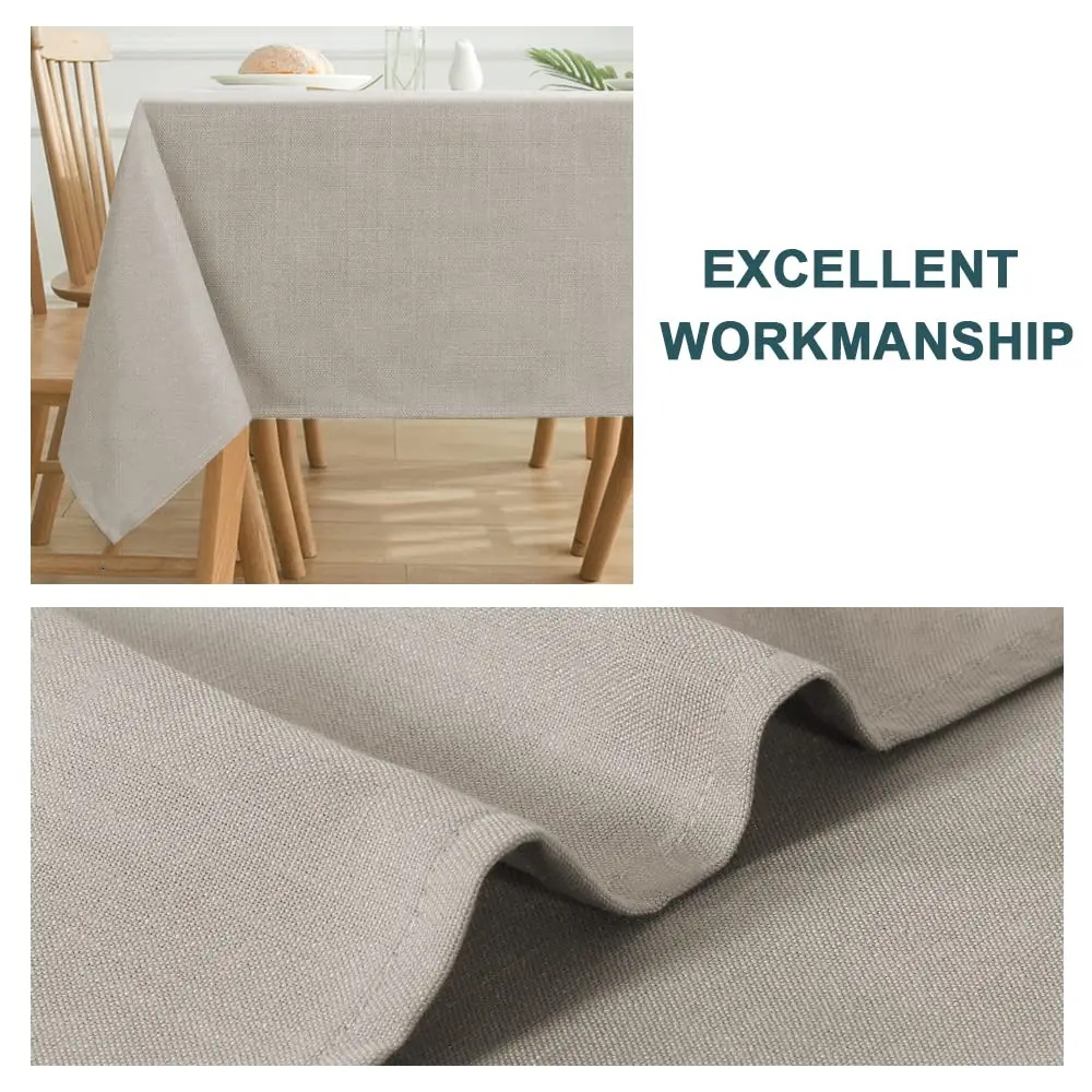 FantasDecor Rectangle Tablecloth 60 x 104 Inch | Waterproof & Wrinkle Resistant Linen Fabric Cover - view 5