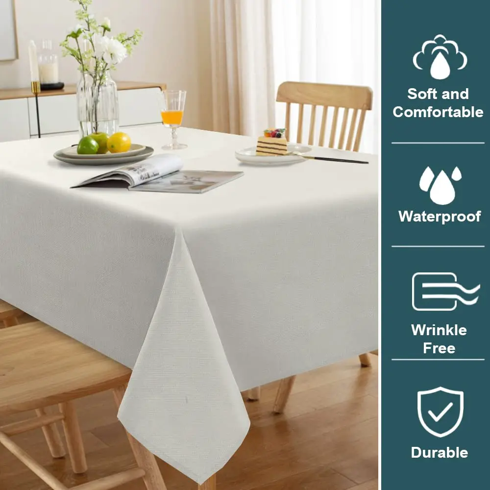 FantasDecor Square Tablecloth 60 x 60 Inch | Waterproof & Wrinkle-Free Linen Cover - view 2