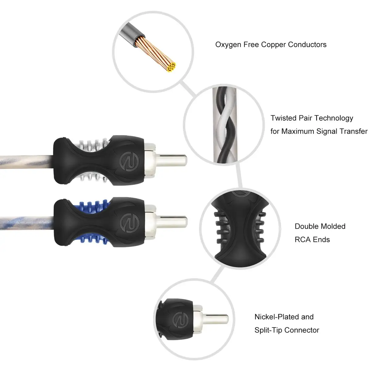 RECOIL RCI23 3ft (0.91m) 2-Channel RCA Audio Cable | Twisted Pair Noise Reduction - view 3