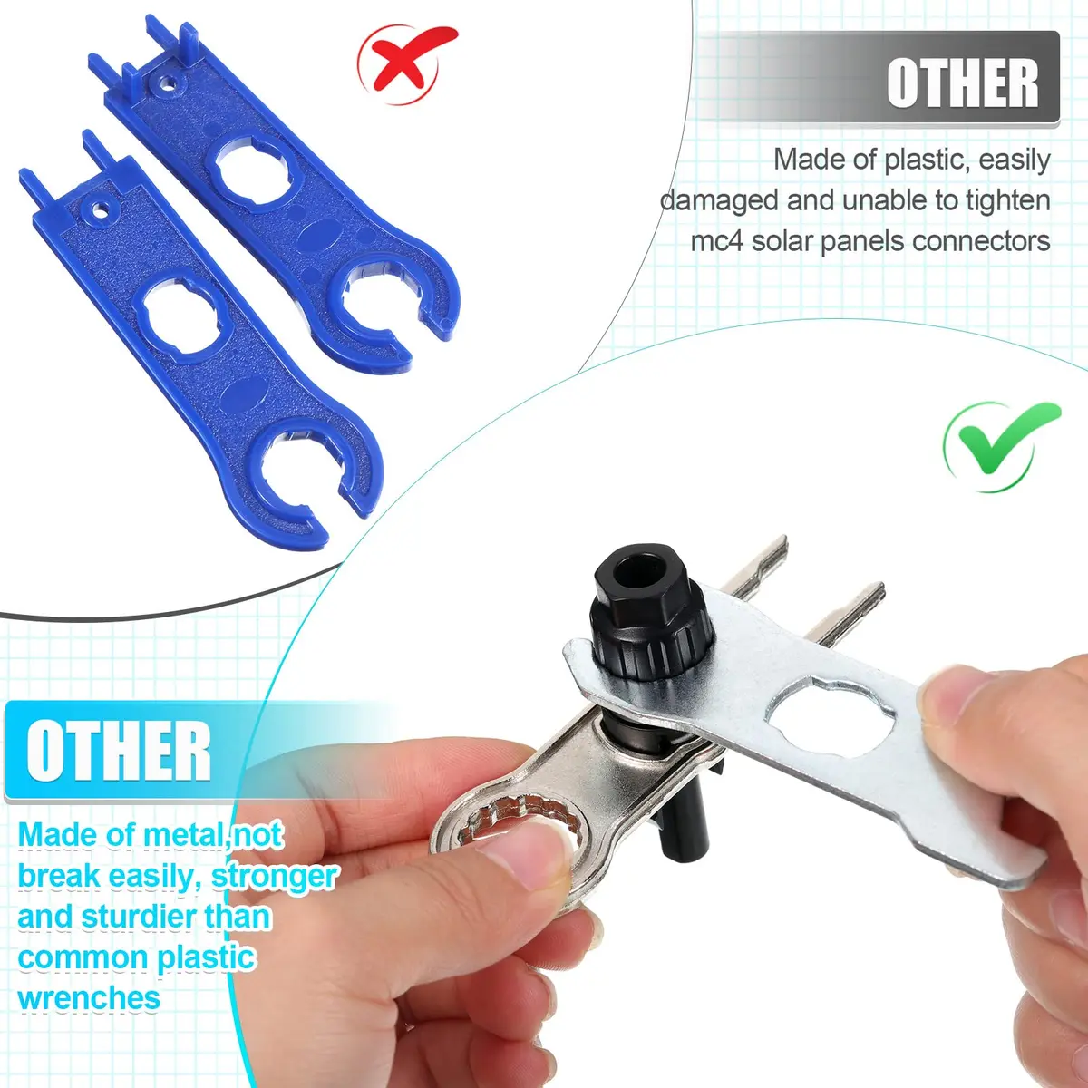 Landhoow 6 Pcs Solar Connector Tool, Metal Wrench for PV Disconnect, Aluminum Alloy, Portable - view 5