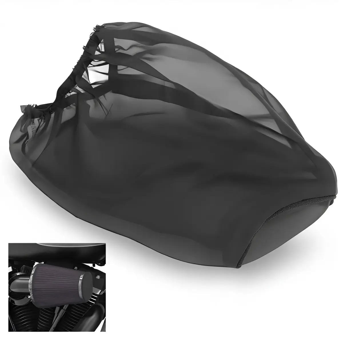 TCMI Universal Air Intake Filter Sock Cover for Harley, Kawasaki, Suzuki, Honda, Yamaha - Black L (12cm*15cm*24cm) - main product image
