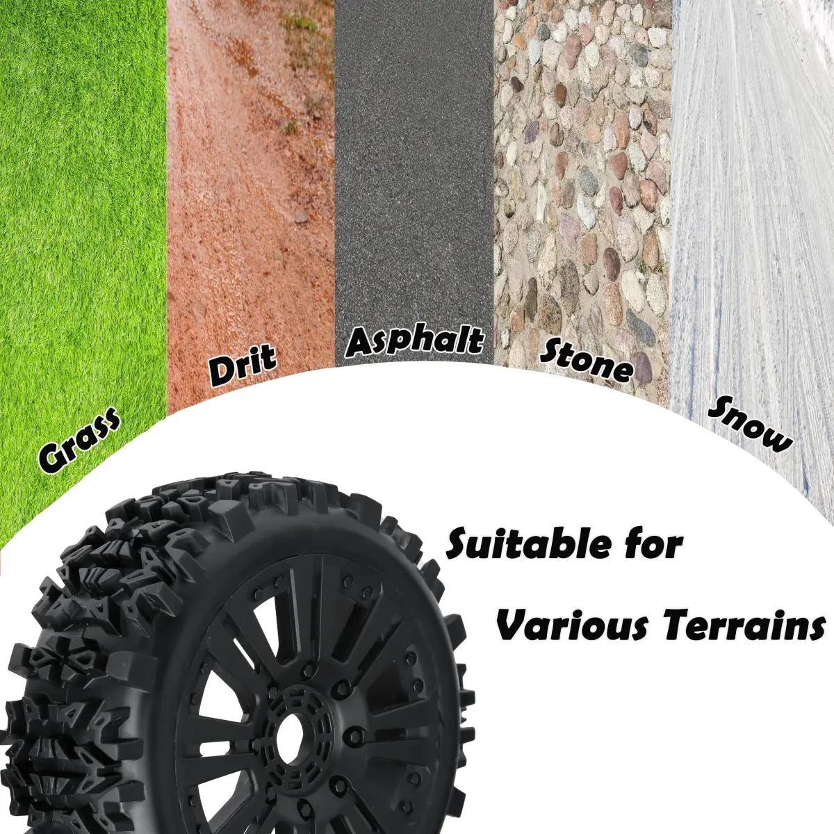 RC Station 1/8 Scale RC Buggy Tires 17mm Hex Wheels (120mm x 42mm) | Off-Road Grip for Arrma, Losi, HPI - view 8