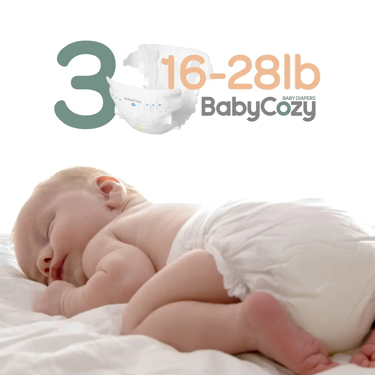 Babycozy Size 3 Disposable Diapers 16-28lb | Hypoallergenic & Eco-Friendly - view 3