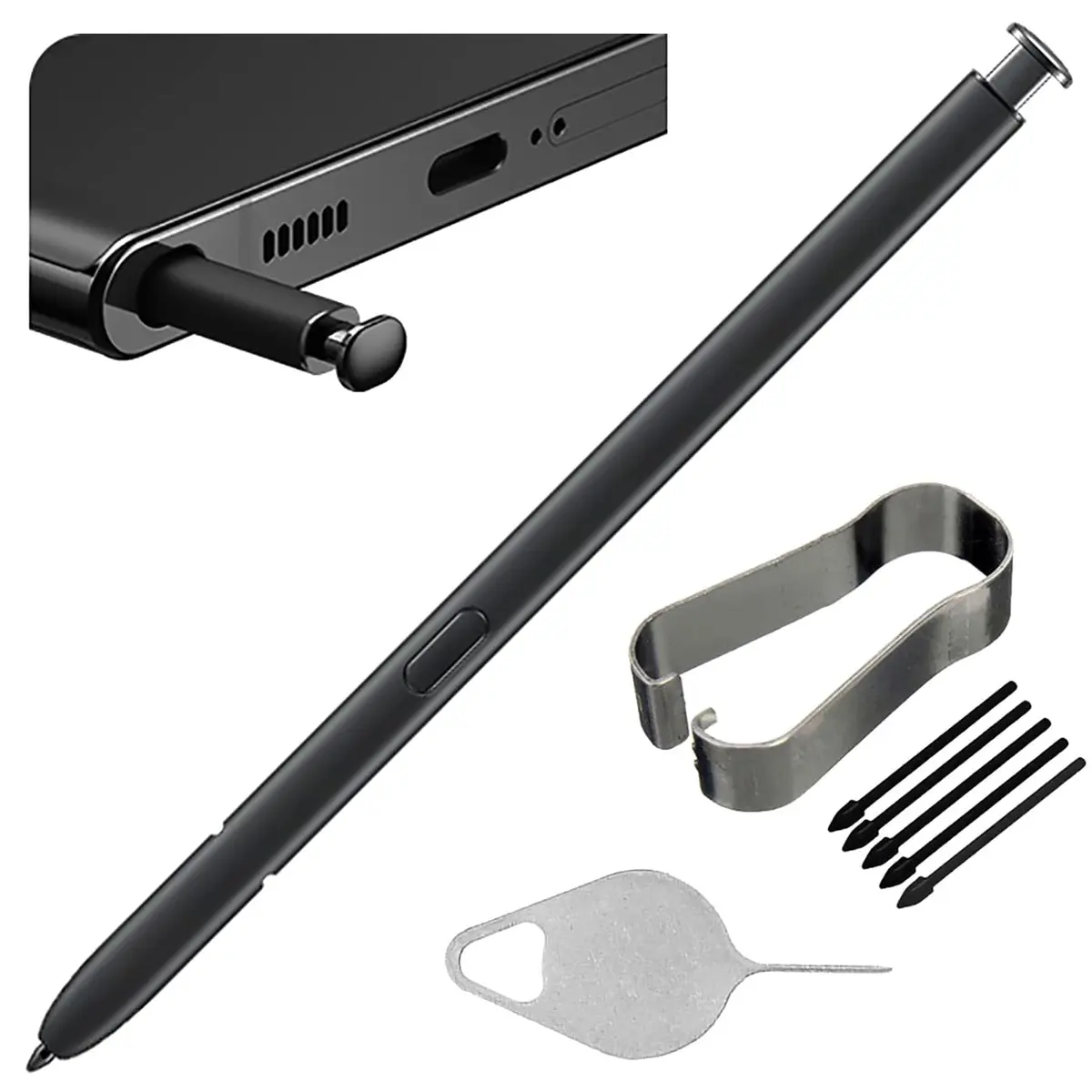 Bestdealing S22 Ultra 5G S Pen Replacement Stylus for Samsung Galaxy S22 Ultra 5G 6.8" Phantom Black | Non-Bluetooth Stylus with 5 Tips & Repair Tool - main product image
