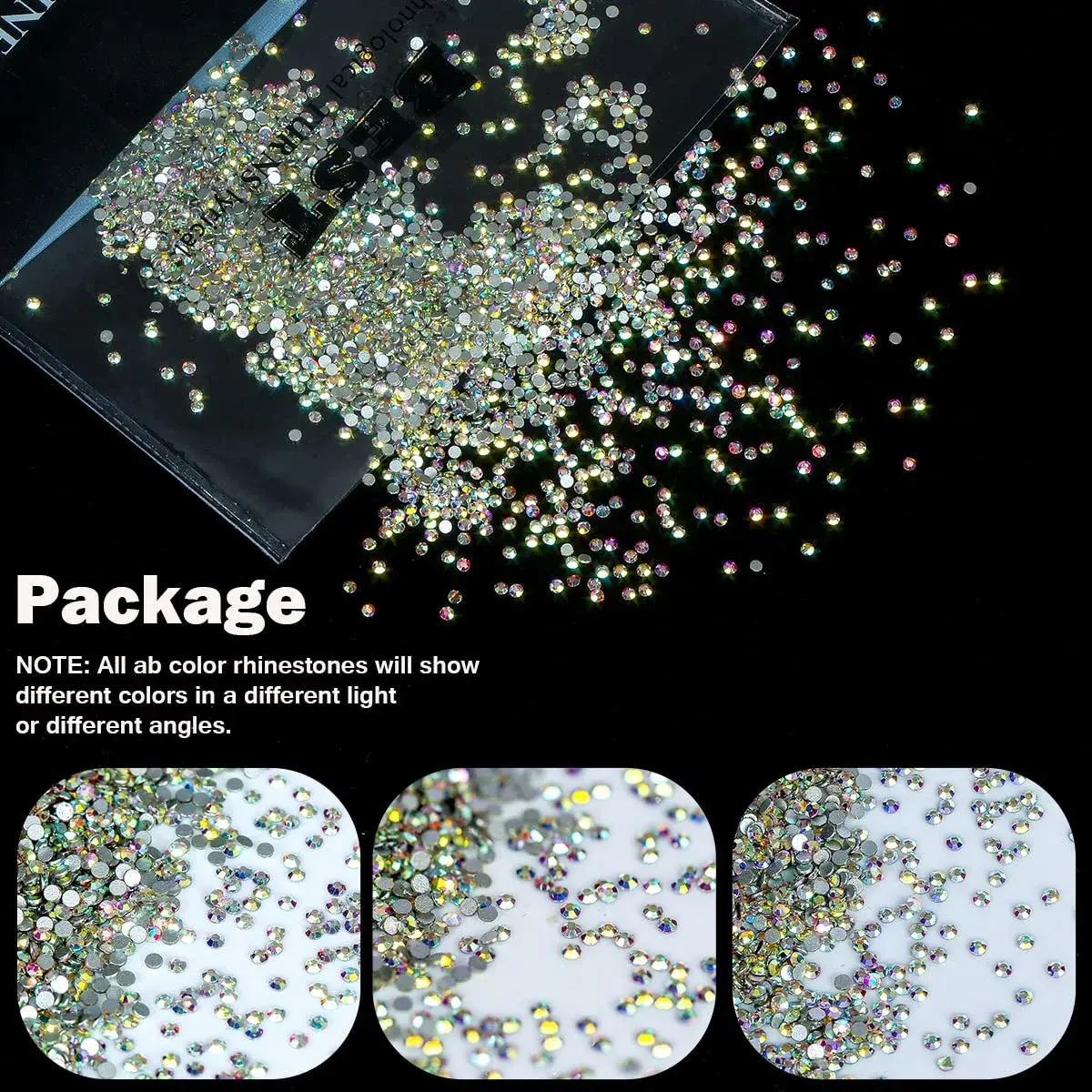Novani Glass Crystal AB Rhinestones SS3 (1.2mm) - 5760pcs | Sparkle Like Diamond Flatback Gems for Nail Art & Crafts - view 5