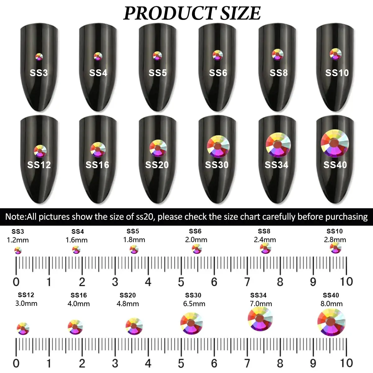 Novani Glass Crystal AB Rhinestones SS3 (1.2mm) - 5760pcs | Sparkle Like Diamond Flatback Gems for Nail Art & Crafts - view 6