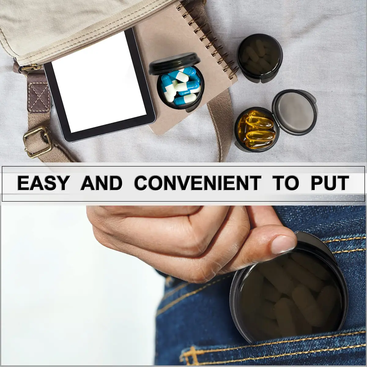UHOUSE Small Pill Box (6 PCS, 4cm Diameter) | Portable Medicine Storage Container - view 5