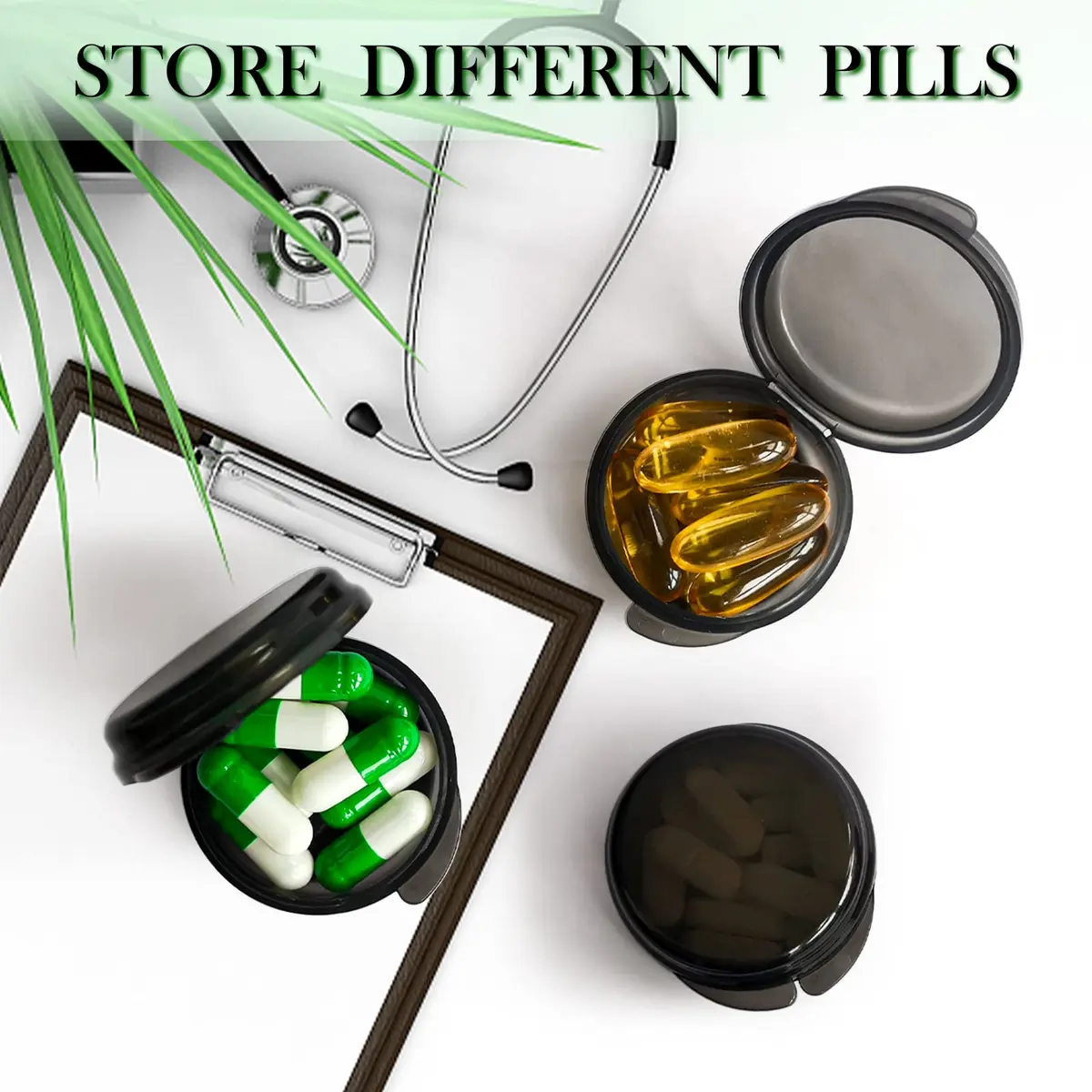UHOUSE Small Pill Box (6 PCS, 4cm Diameter) | Portable Medicine Storage Container - view 7