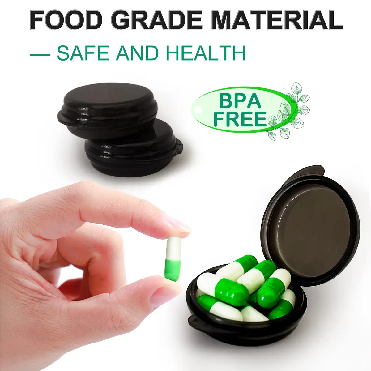 UHOUSE Small Pill Box (6 PCS, 4cm Diameter) | Portable Medicine Storage Container - view 2