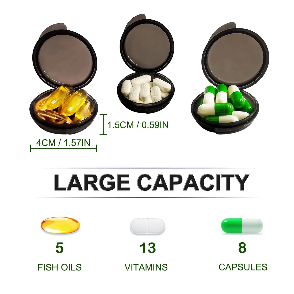 UHOUSE Small Pill Box (6 PCS, 4cm Diameter) | Portable Medicine Storage Container - view 3