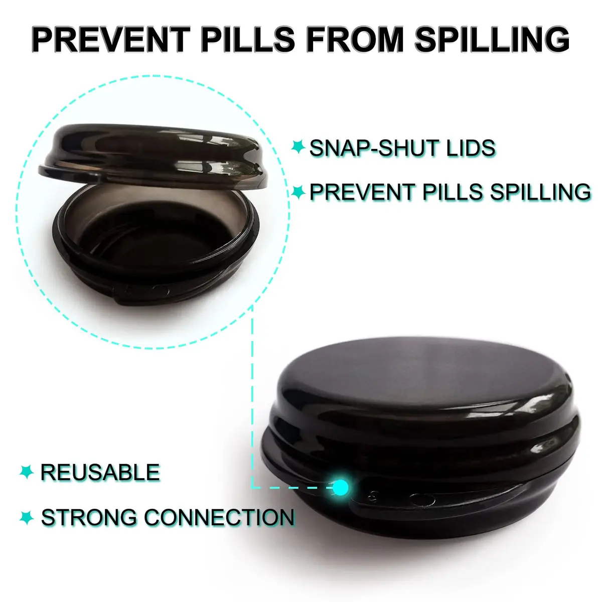 UHOUSE Small Pill Box (6 PCS, 4cm Diameter) | Portable Medicine Storage Container - view 4