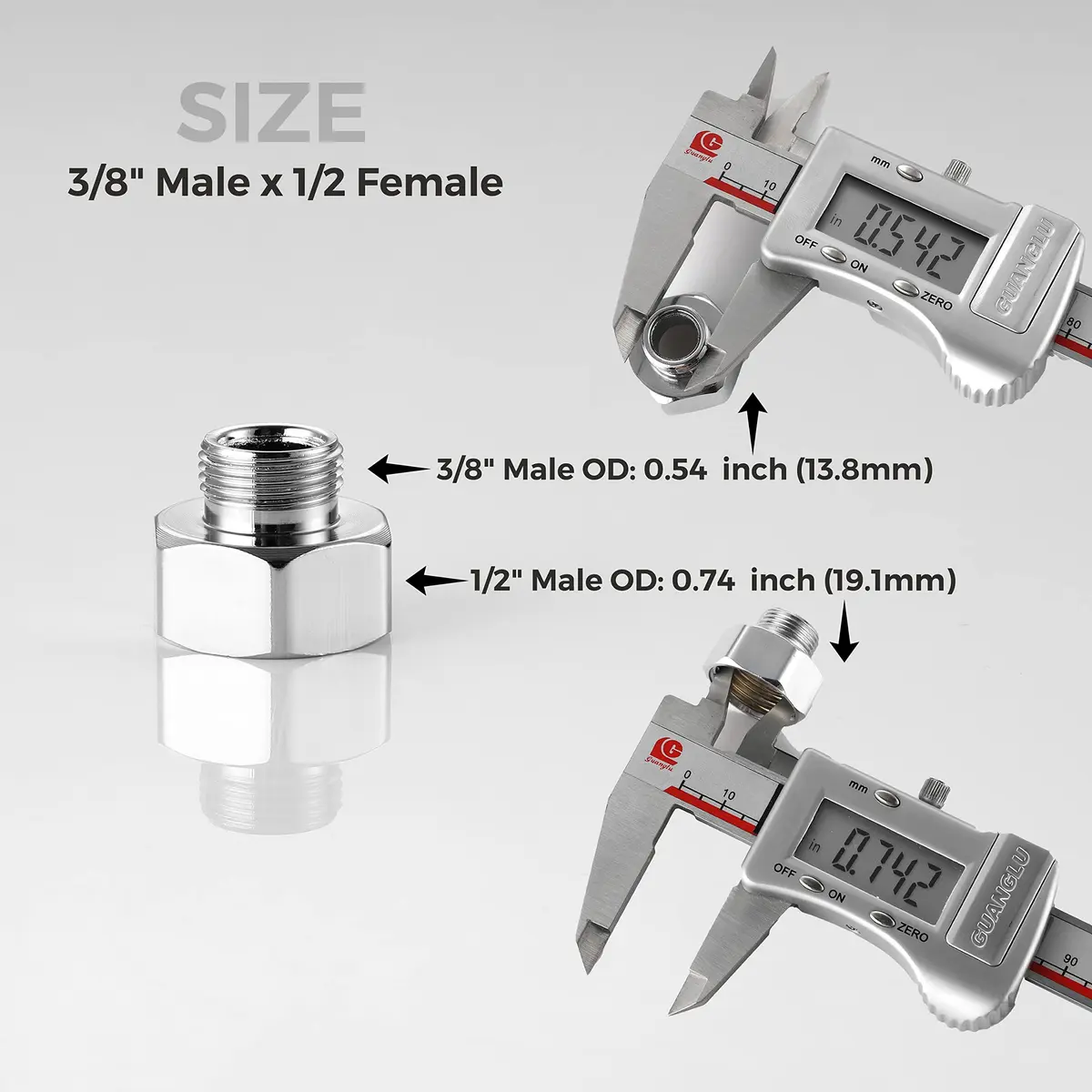 Stanweemix Water Line Adapter 1/2" Female to 3/8" Male | Stainless Steel, Rust-Resistant, 4 pcs - view 2