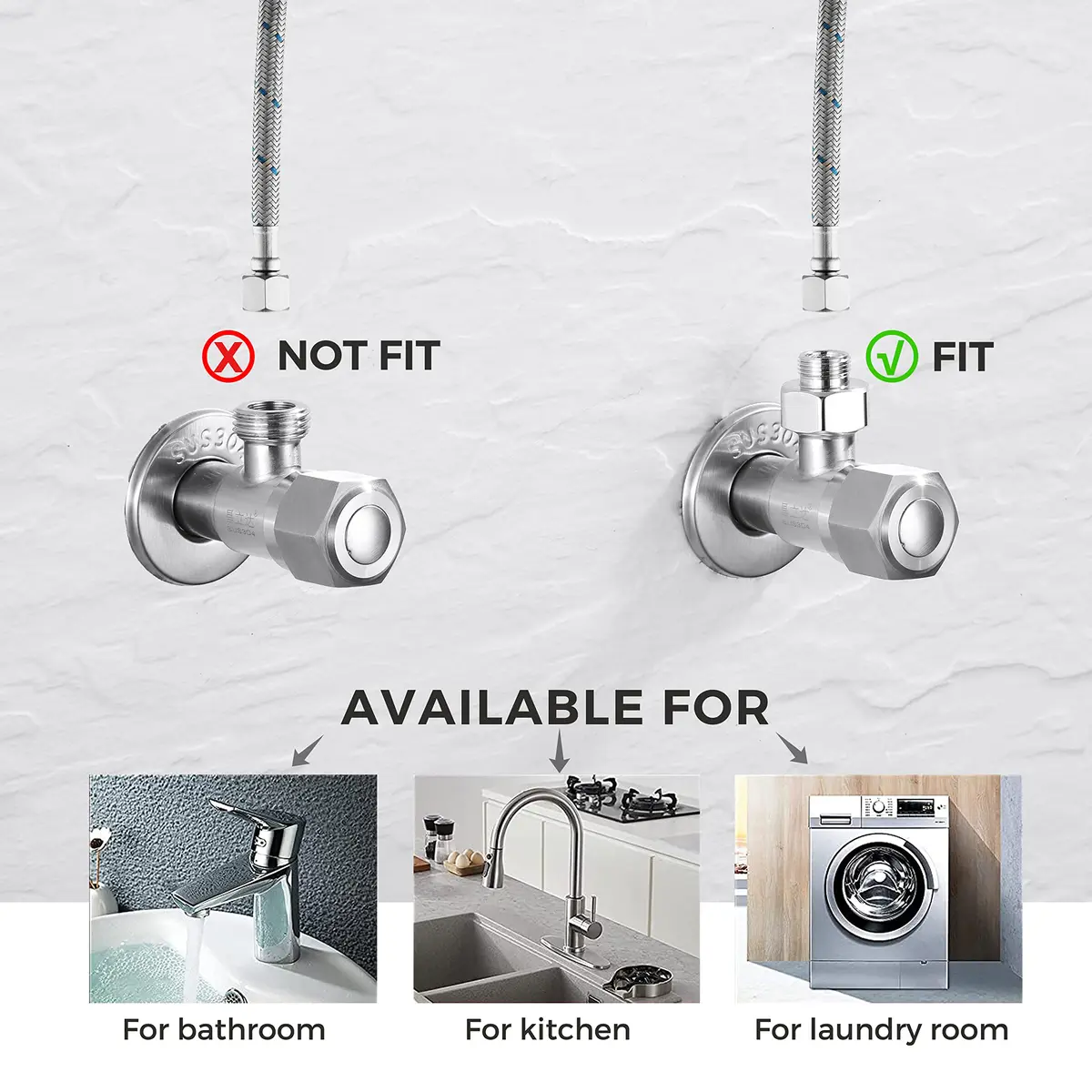 Stanweemix Water Line Adapter 1/2" Female to 3/8" Male | Stainless Steel, Rust-Resistant, 4 pcs - view 4
