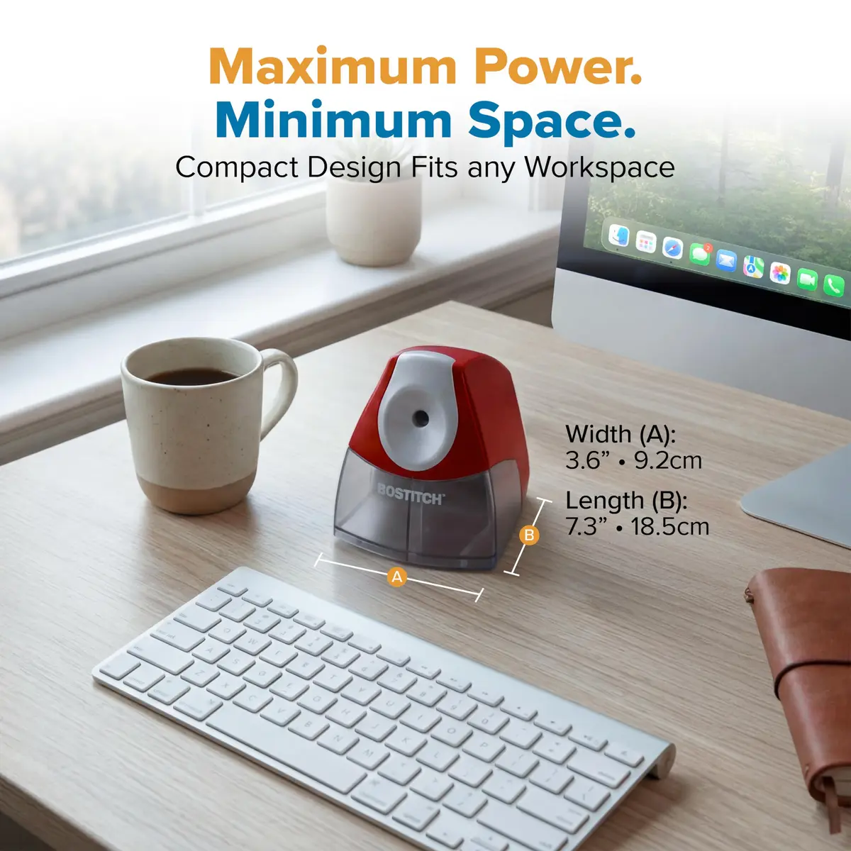 Bostitch Electric Pencil Sharpener for Classroom and Desk, Stall Free, Red | 7-Year Warranty - view 6