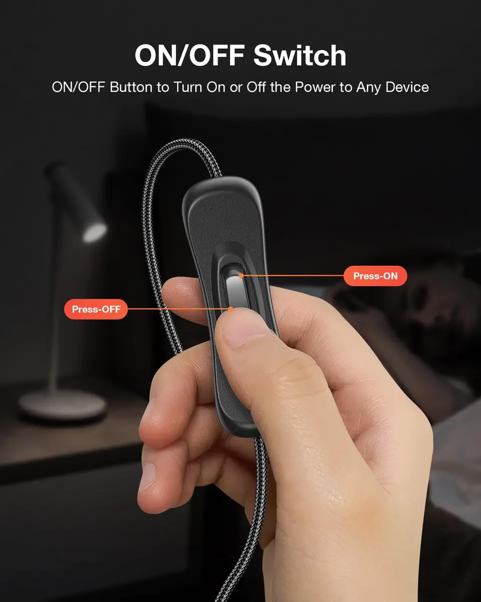 ANDTOBO USB Extension Cable with On/Off Switch, 2 Pack, 100cm (3.3ft) | Adds Convenient Control to USB Devices - view 3