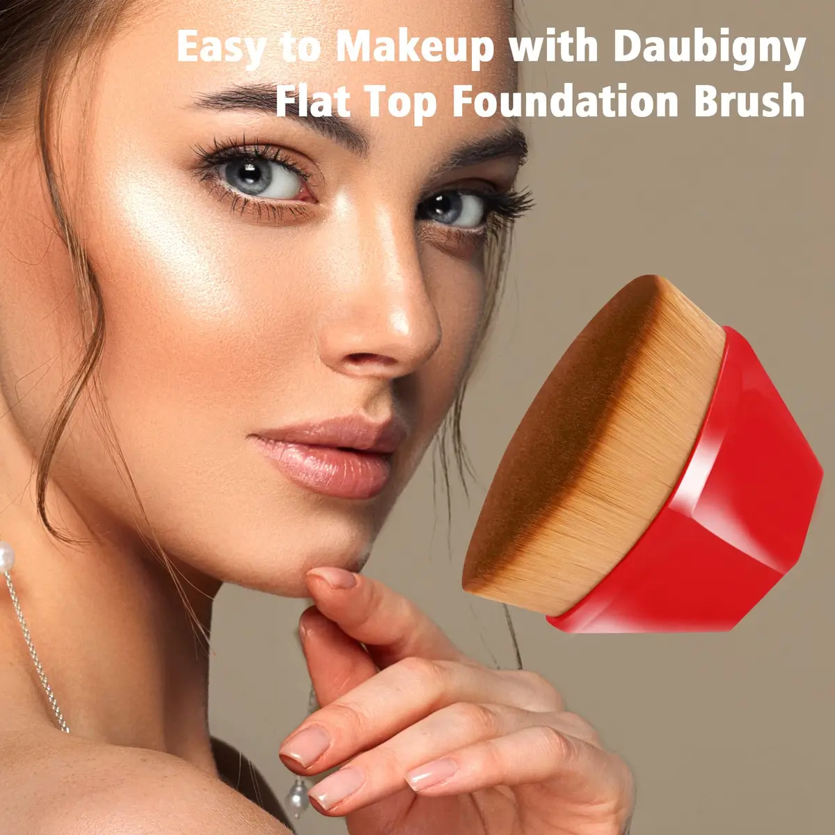 Daubigny Foundation Brush 60mm Red | Flawless Makeup Application with Protective Case - view 2