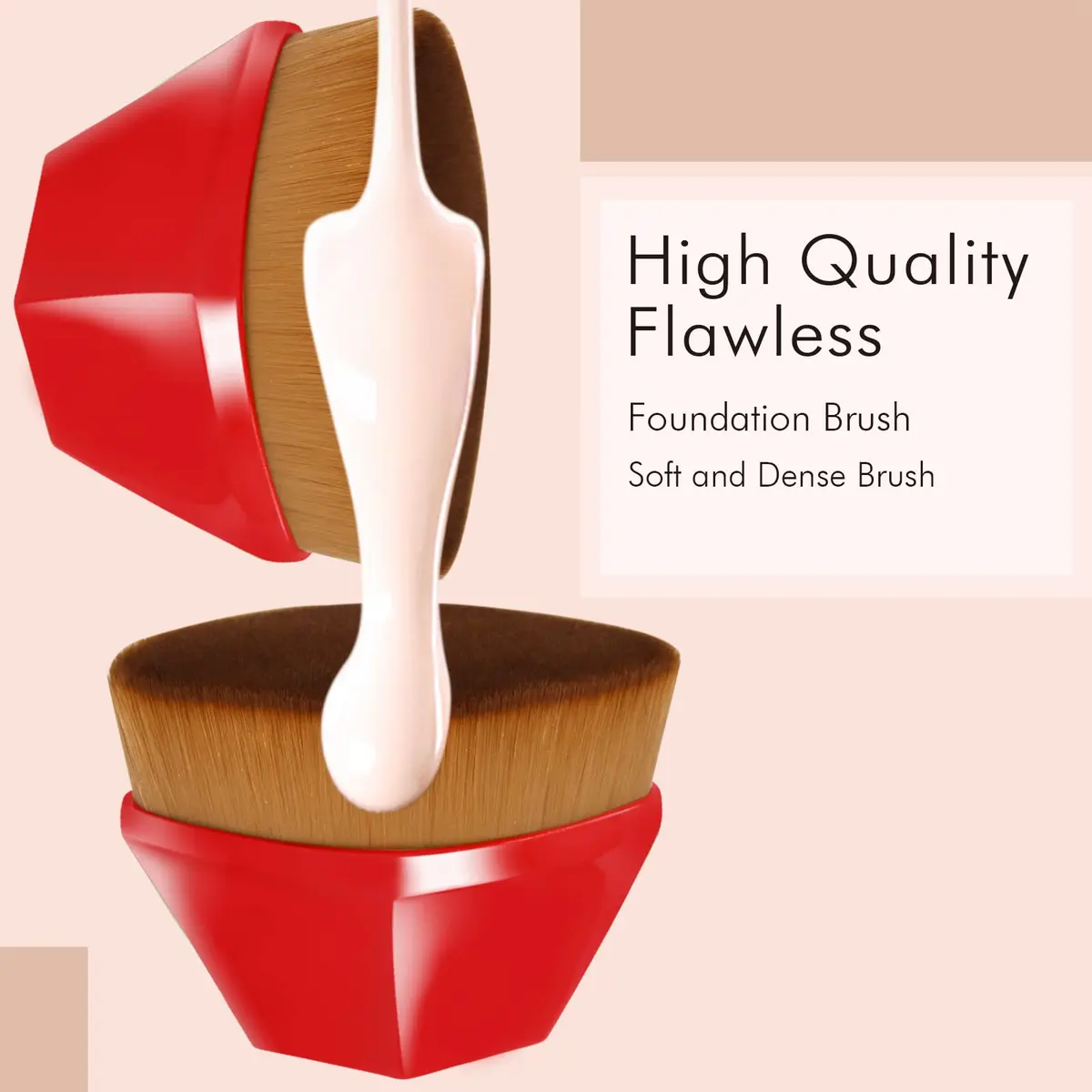 Daubigny Foundation Brush 60mm Red | Flawless Makeup Application with Protective Case - view 3