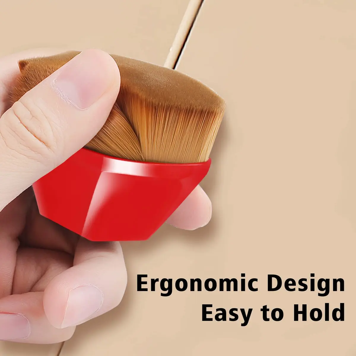 Daubigny Foundation Brush 60mm Red | Flawless Makeup Application with Protective Case - view 4