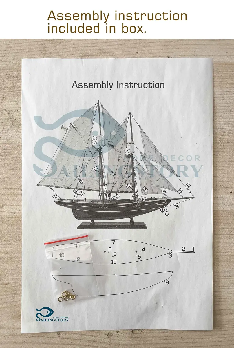 SAILINGSTORY Bluenose 1/60 Scale Wooden Sailboat Model Ship Replica Large | 82 cm (32" L) Nautical Display - view 5