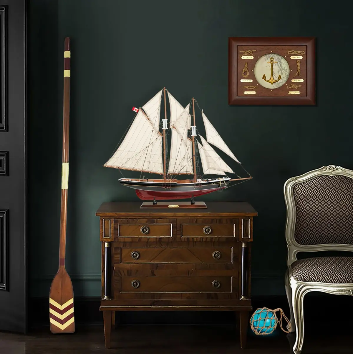 SAILINGSTORY Bluenose 1/60 Scale Wooden Sailboat Model Ship Replica Large | 82 cm (32" L) Nautical Display - view 6