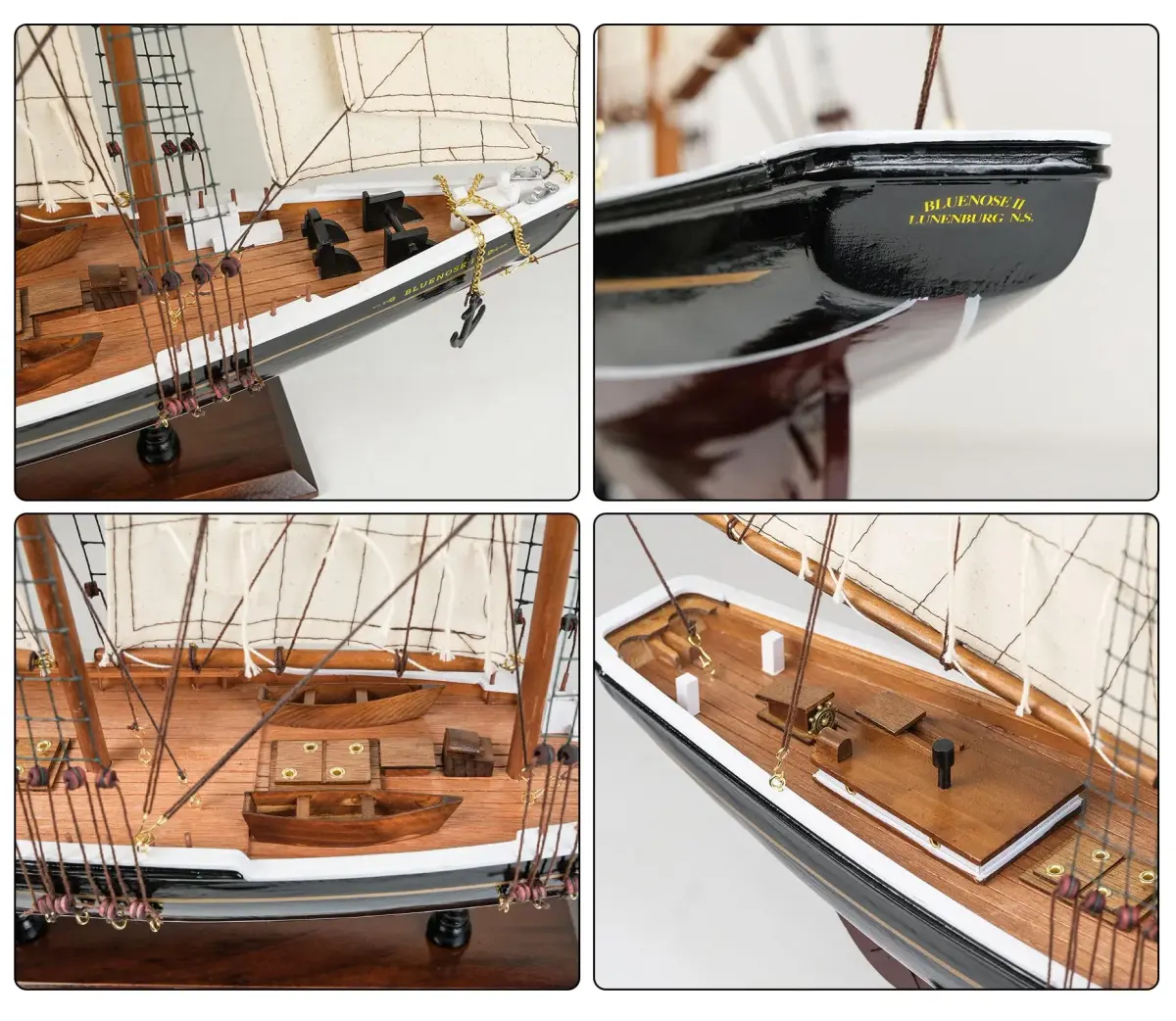 SAILINGSTORY Bluenose 1/60 Scale Wooden Sailboat Model Ship Replica Large | 82 cm (32" L) Nautical Display - view 4