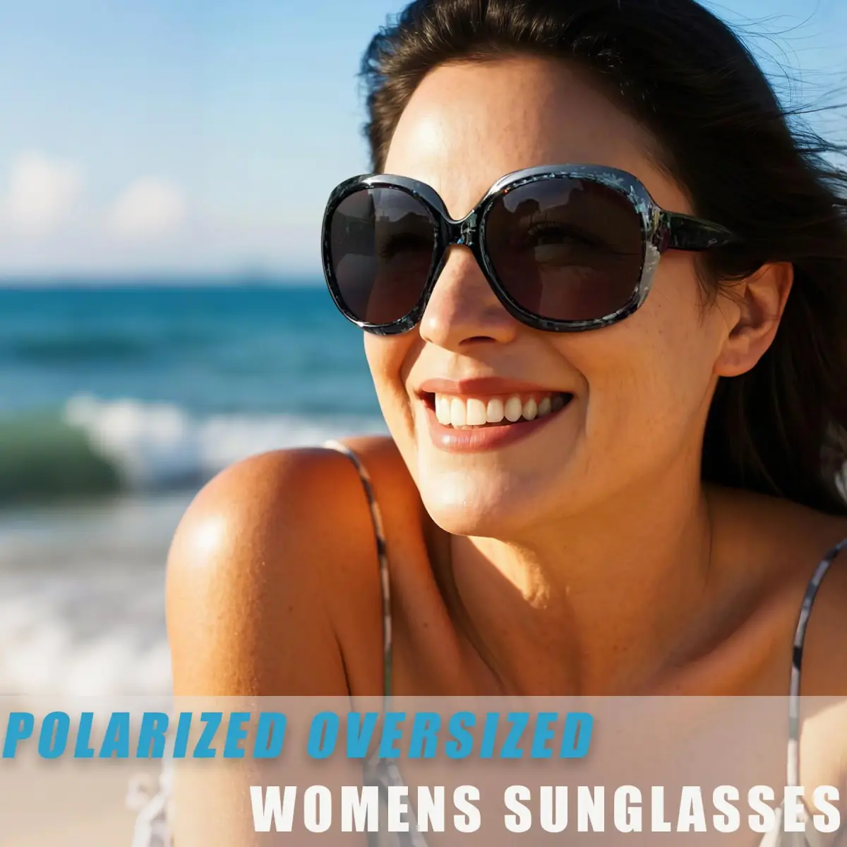 Joopin B19-Blue Leopard/Black Oversized Butterfly Sunglasses for Women with Polarized UV400 Protection - view 2