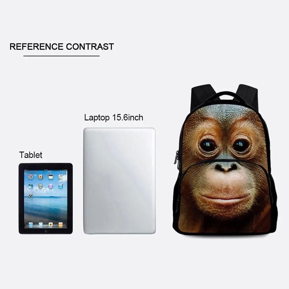 ENDUO DESIGN Animal Backpack Orangutan 17 Inch | 3D Animal Print School Daypack for Kids & Adults - view 2